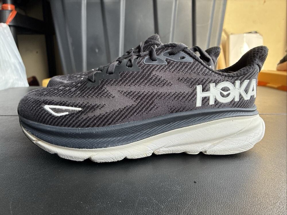 Hoka Clifton 9 Running Walking Shoes Women’s Black White - Size 6b Fast Ship